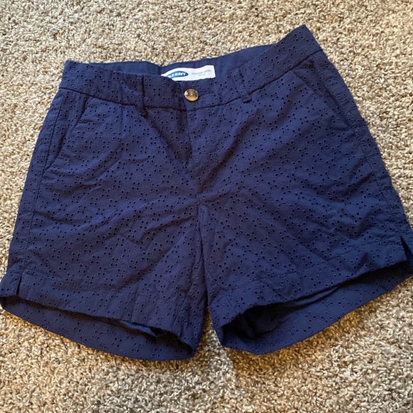 Womens lace/mesh navy blue shorts - Picture 1 of 4